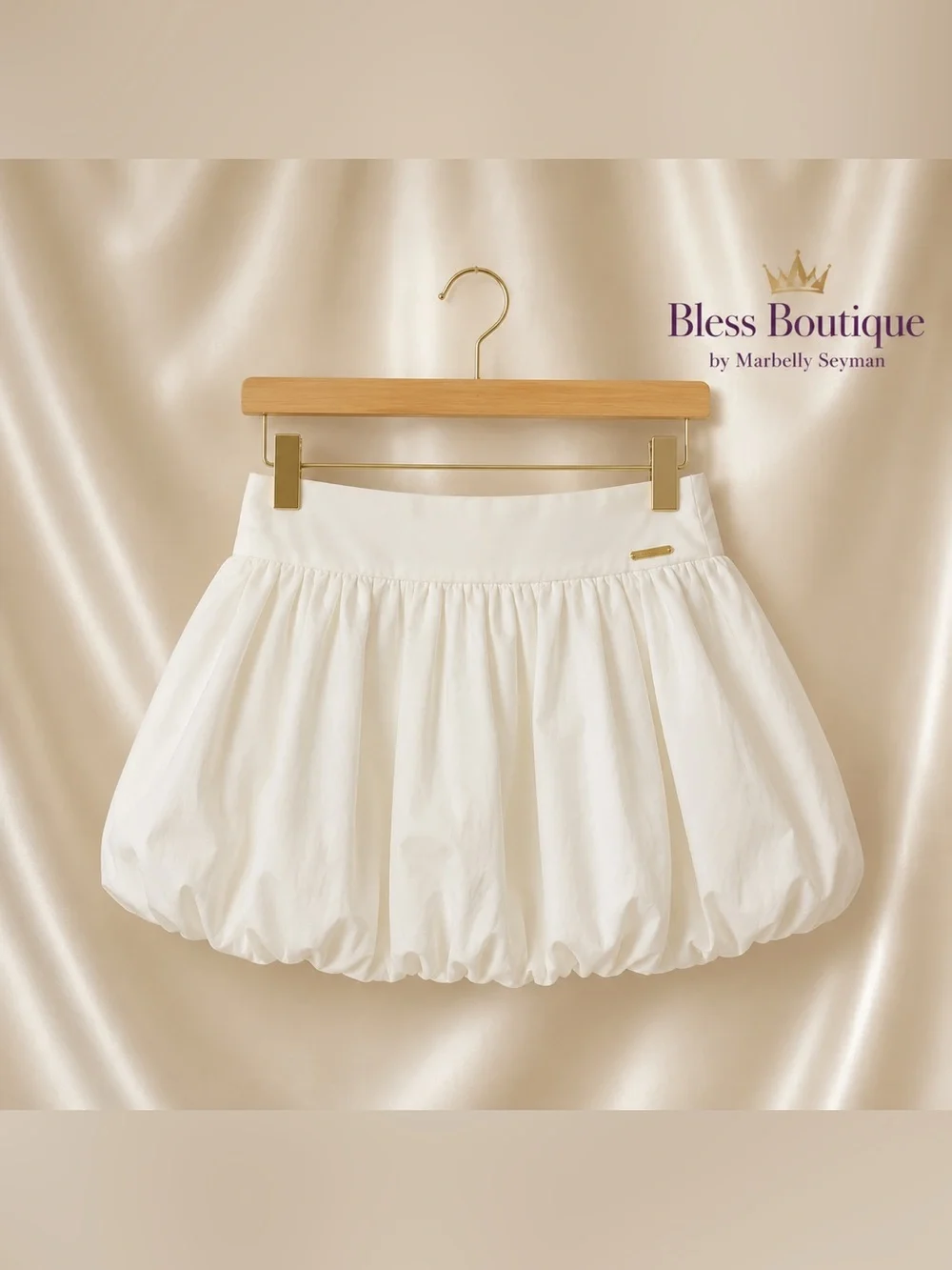 MISSGUIDED Ivory White Bubble Hem Mini Skirt Size L